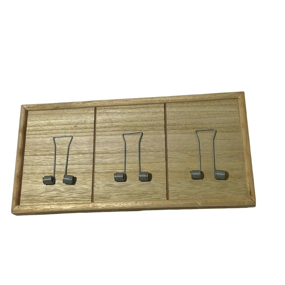 Wooden Memo or Photo Holder Mousetrap Farmhouse  12" x 6" Holds 3 Photos